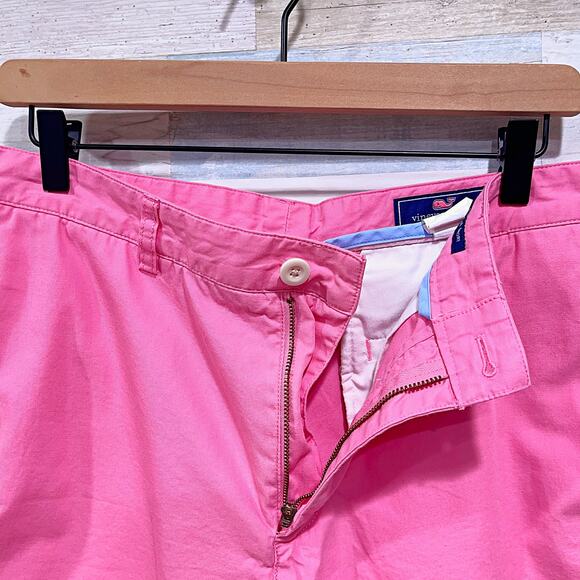Vineyard Vines 9" Club Shorts Pink Flat Front Stretch Chino Casual Mens 33 - Picture 2 of 5